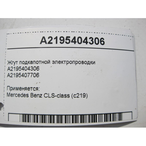 Mercedes-Benz A2195404306 Жгут подкапотной электропроводки CLS C219