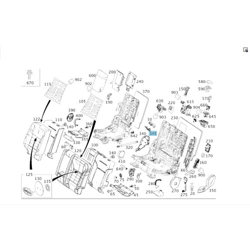 Mercedes-Benz A1664300058 Rear Seat Wiring Connector Holder GL/GLS X166