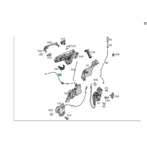 Mercedes-Benz A1667600404 Трос замка передней двери ML/GLE W166 GLE Coupe C292 GL/GLS X166