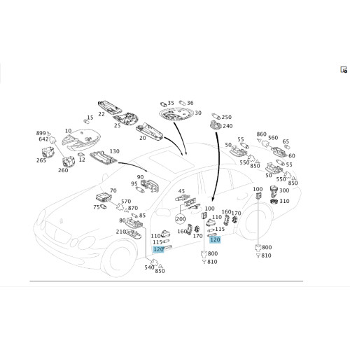Mercedes-Benz A2118250010 Рассеиватель плафона дверной карты E-class S211 E-class W211