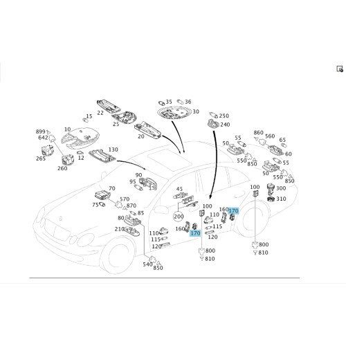 Mercedes-Benz A2118250510 Рассеиватель плафона дверной карты E-class S211 E-class W211