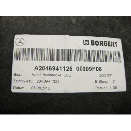 Mercedes-Benz A2046941125 9F08 Обшивка крышки багажника чёрная C-Class W204