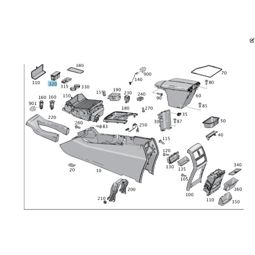 Mercedes-Benz A1668100330 Вставка - чашка пепельницы передней части подлокотника ML/GLE W166 GLE Coupe C292 GL/GLS X166