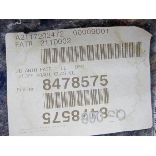 Mercedes-Benz A2117202472 9D01 Карта передней правой двери Classic цвет антрацит c тканевой вставкой E-Class W211
