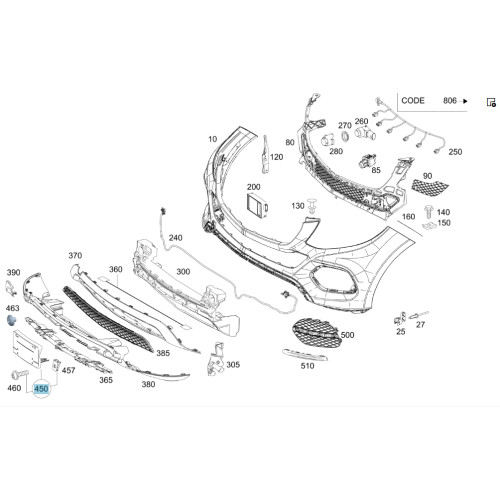 Mercedes-Benz A2928850981 Подиум номерного знака переднего бампера GL/GLS X166 ML/GLE W166 GLE Coupe C292