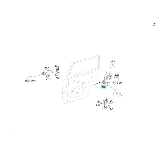 Mercedes-Benz A1697600304 Трос замка задней правой двери GL X164