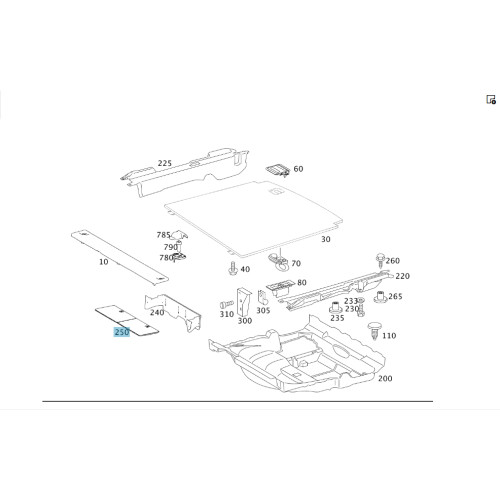 Mercedes-Benz A1646800046 9F07 Накладка пола багажника спереди черная GL X164