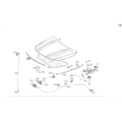 Mercedes-Benz A1178870098 Резиновый уплотнитель подкапотный на передней установочной панели CLA Shooting Brake X117 CLA C117