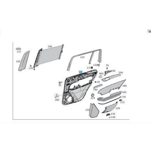 Mercedes-Benz A1667307701 9H14 Карта черная задней левой двери GL/GLS X166