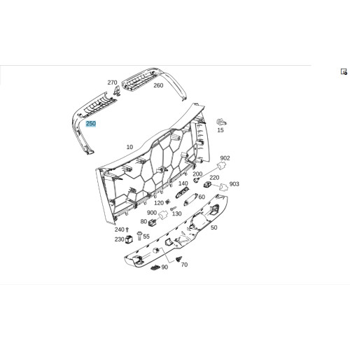 Mercedes-Benz A1667403900 9051 Накладка крышки багажника внутренняя левая верхняя черная GL/GLS X166