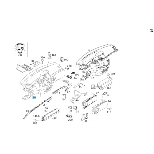 Mercedes-Benz A2216803187 9E71 Приборная панель - торпеда чёрная S-class short W221 S-class long V221