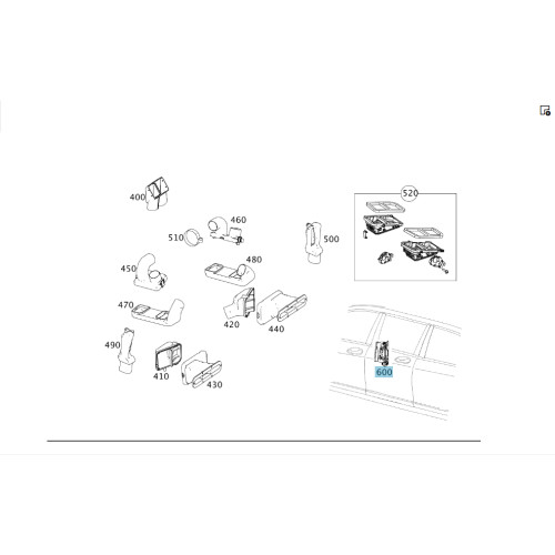 Mercedes-Benz A2218300454 9116 Вентиляционный дефлектор в правой стойке "B" чёрный S-class short W221 S-class long V221