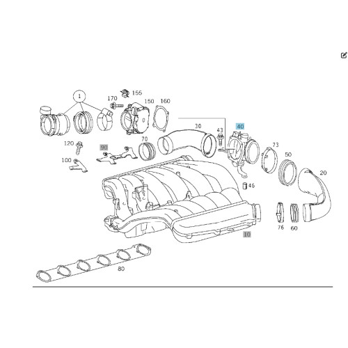 Mercedes-Benz A1371400106 Колено - разветвитель воздуха на впускной коллектор M137