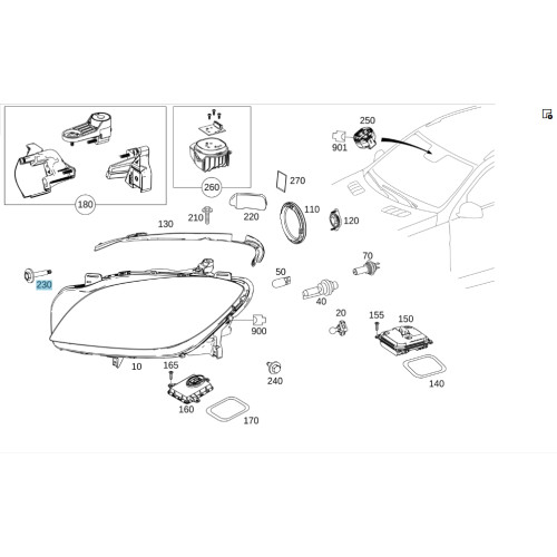Mercedes-Benz A0009908623 Болт фары ML/GLE W166 GL/GLS X166 GLE Coupe C292