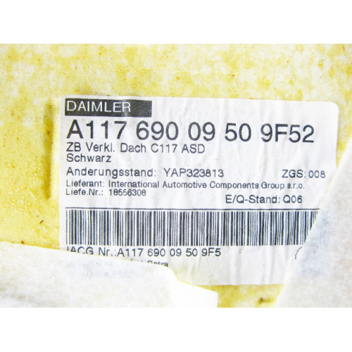 Mercedes-Benz A1176900950 9F52 Обшивка потолка для панорамной крыши + A1175406306 проводка потолка CLA C117