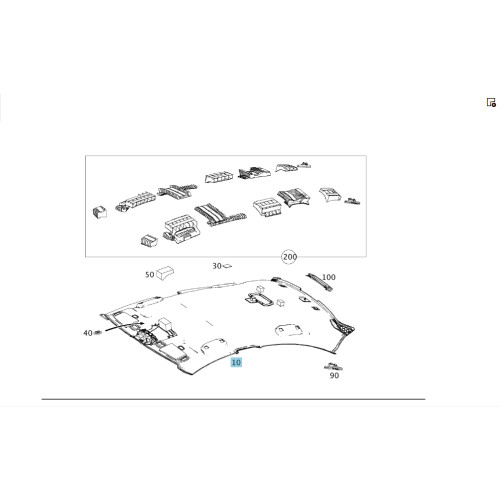Mercedes-Benz A1176900950 9F52 Обшивка потолка для панорамной крыши + A1175406306 проводка потолка CLA C117