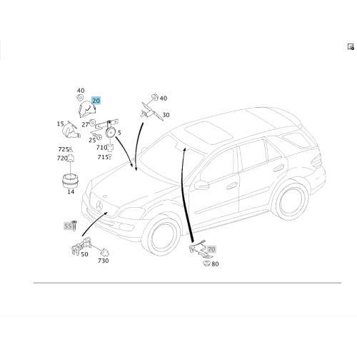 Mercedes-Benz A1645453240 Кронштейн сирены сигнализации Англия ML W164