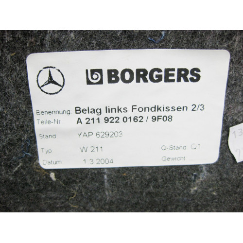 Mercedes-Benz A2119220162 9F08 Обшивка пола под задним правым сидением E-Class W211