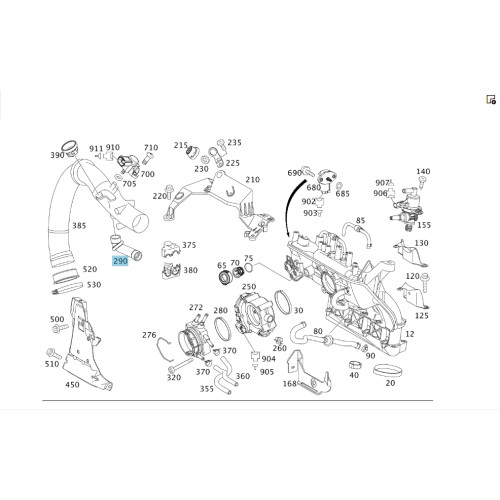 Mercedes-Benz A2660940587 Crankcase ventilation pipe for engine M266 R4 2.0 A-class C169 A-class W169 B-class W245