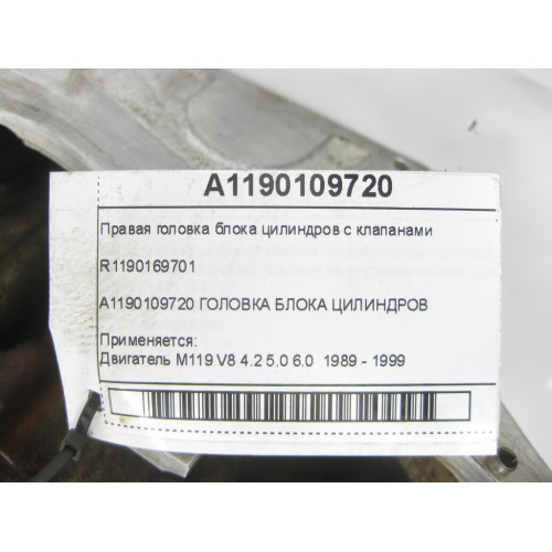 Mercedes-Benz A1190109720 R1190169701 Правая головка блока цилиндров с клапанами для двигателя M119